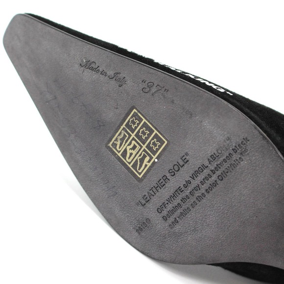 Off-White Virgil Abloh Black Suede For Walking Heeled Ankle Bootie 37 NEW Heels - Picture 7 of 8